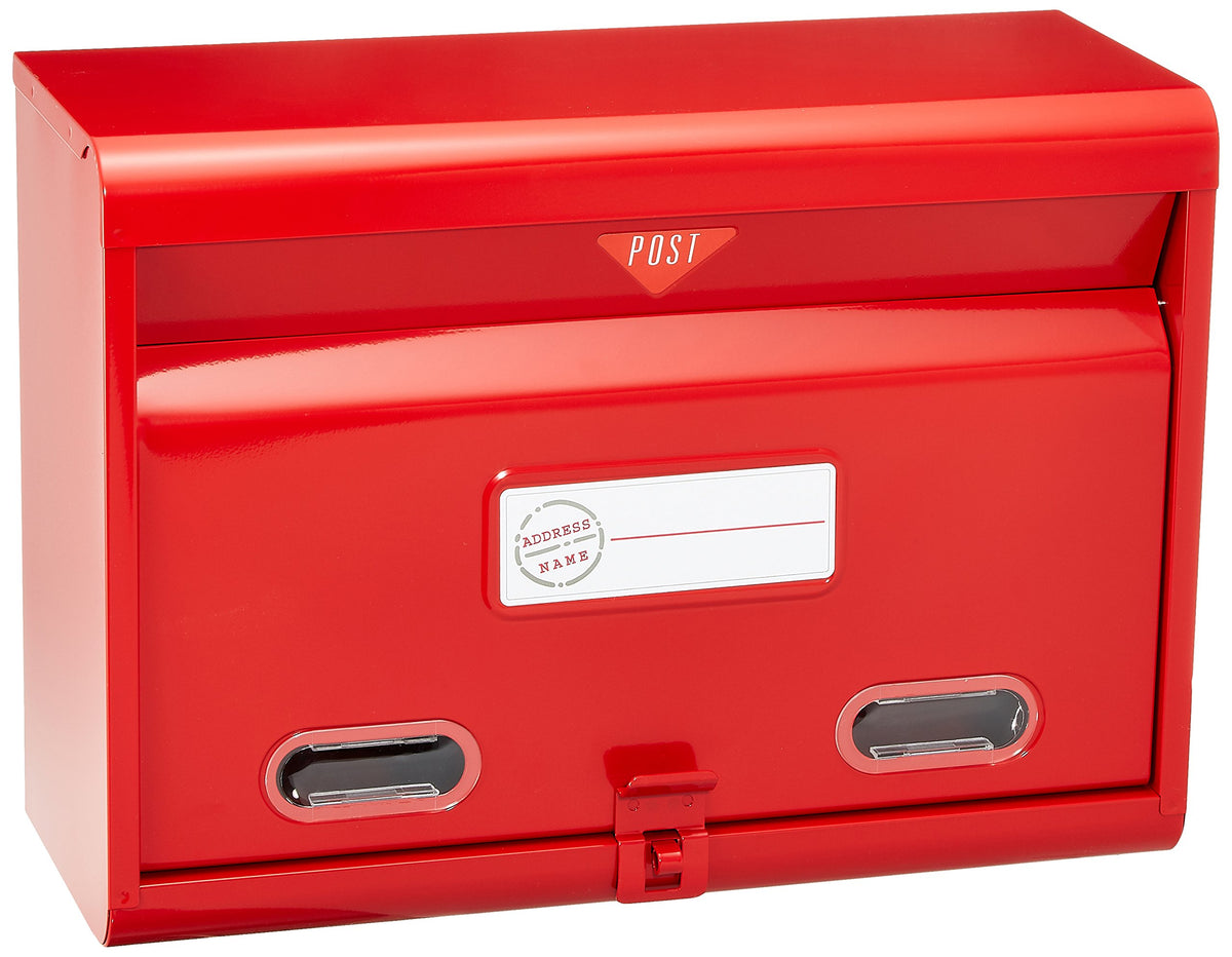 Green Life FH-51R Post Wall Hanging [Made in Japan] Steel, A4 Size Compatible, Padlock Attachable, Red