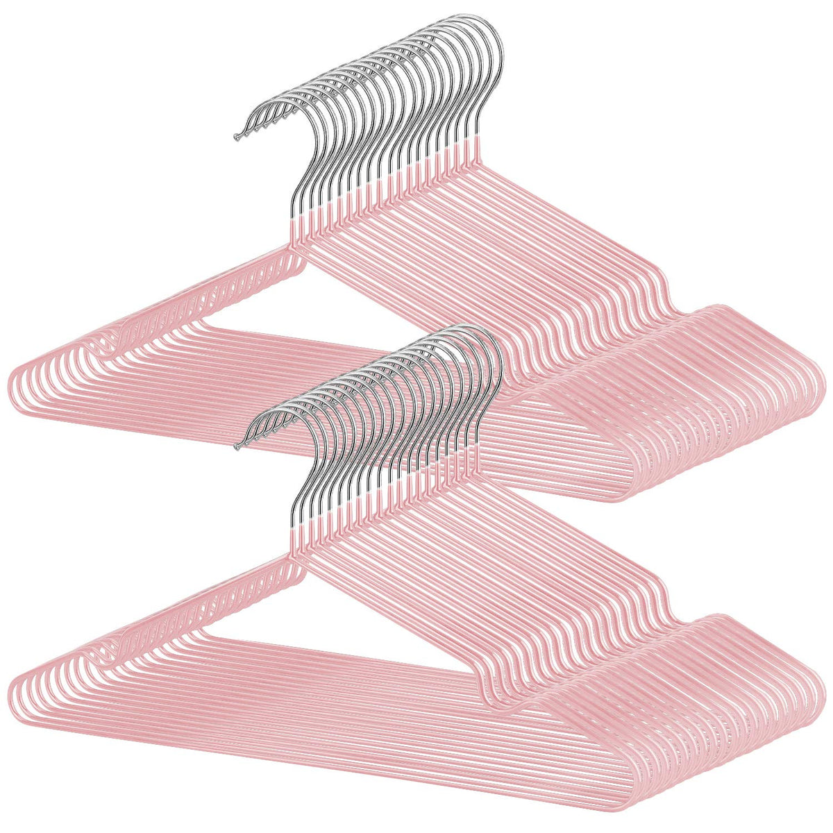 tkone Hanger, Non-slip, PVC Special Rubber Finished, Set of 40, Laundry Hanger, Clothes Hanger, Multi-functional Hanger, Anti-slip, Deformable, Clothesline Hanger, Non-slip, Non-bending, Super Strong Load Capacity, Wet and Wet Use, PVC Hanger (Pink)