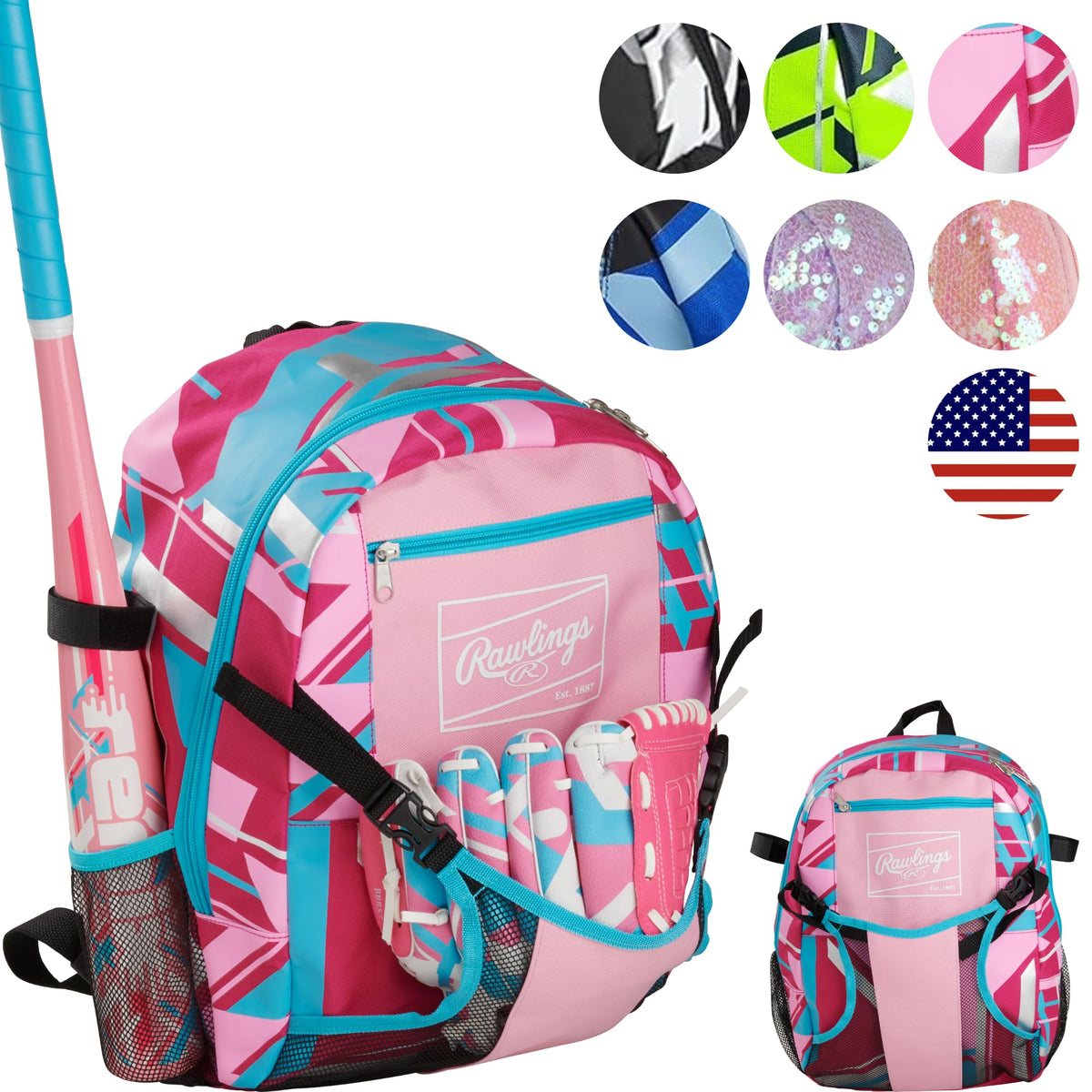 Rawlings | REMIX Backpack Equipment Bag | T-Ball & Youth Baseball / Softball | Pink