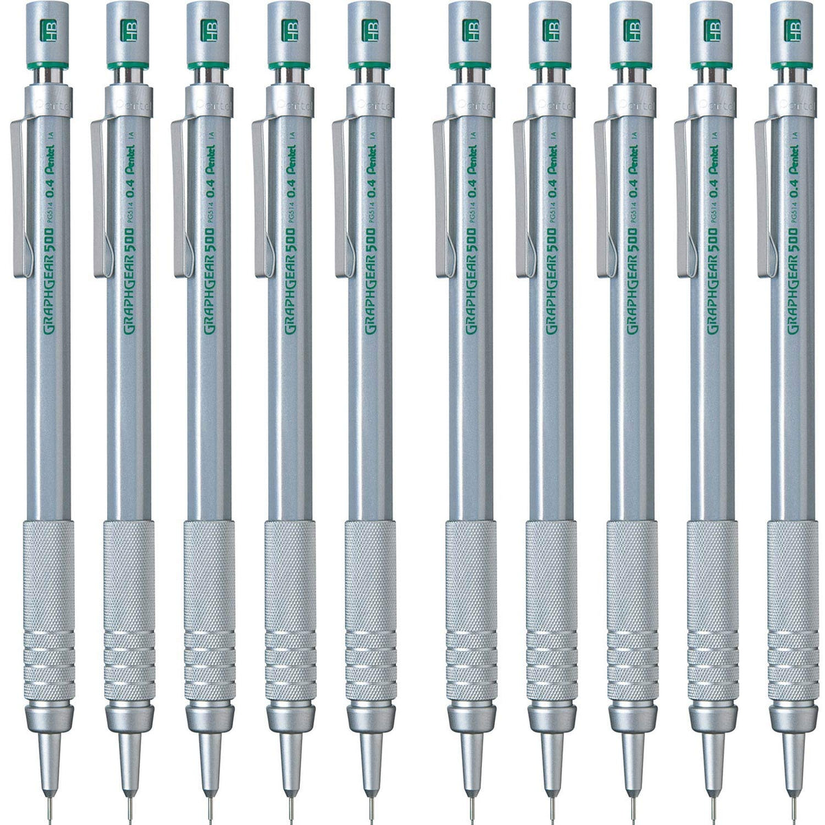 Pentel PG514 Graph Gear Mechanical Pencil, 0.02 inches (500 mm), 10 Pieces