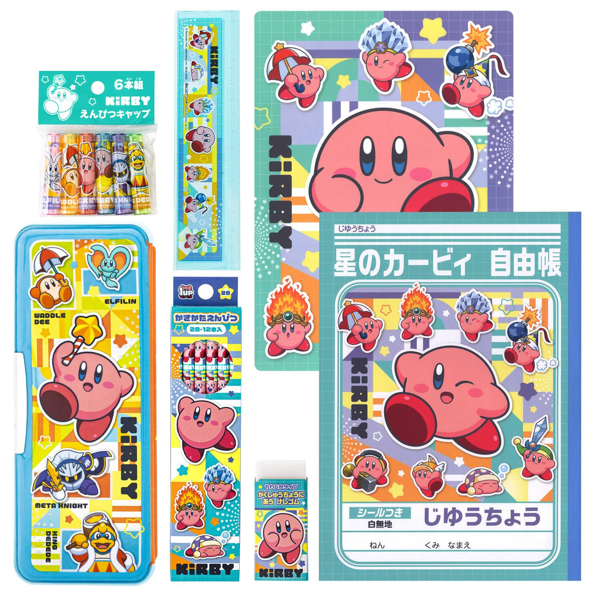 Showa Note 950733M01 Kirby Starry Stationery Set, Gift Set, 7-piece Set