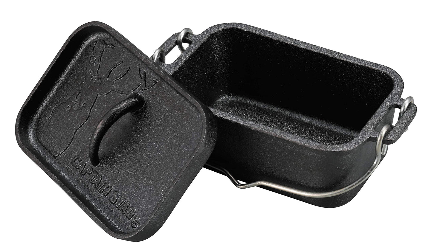 Captain Stag UG-3062 Dutch Oven, Iron Casting, Square Shape, Mini Dutch Oven, Width 8.1 x Depth 5.1 x Height 3.5 inches (205 x 130 x 90 mm), Full Water Capacity: 25.5 fl oz (750 ml), No Seasoning