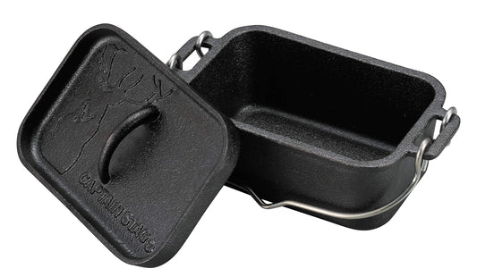 Captain Stag UG-3062 Dutch Oven, Iron Casting, Square Shape, Mini Dutch Oven, Width 8.1 x Depth 5.1 x Height 3.5 inches (205 x 130 x 90 mm), Full Water Capacity: 25.5 fl oz (750 ml), No Seasoning