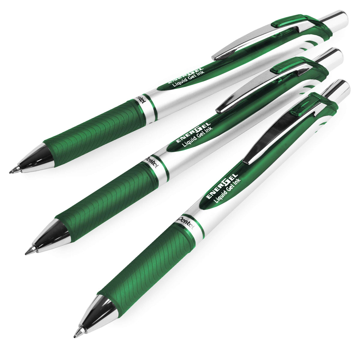 Pentel EnerGel RTX Retractable Liquid Gel Pen, (0.7mm) Medium line, Forest Green Ink, 3 Pack