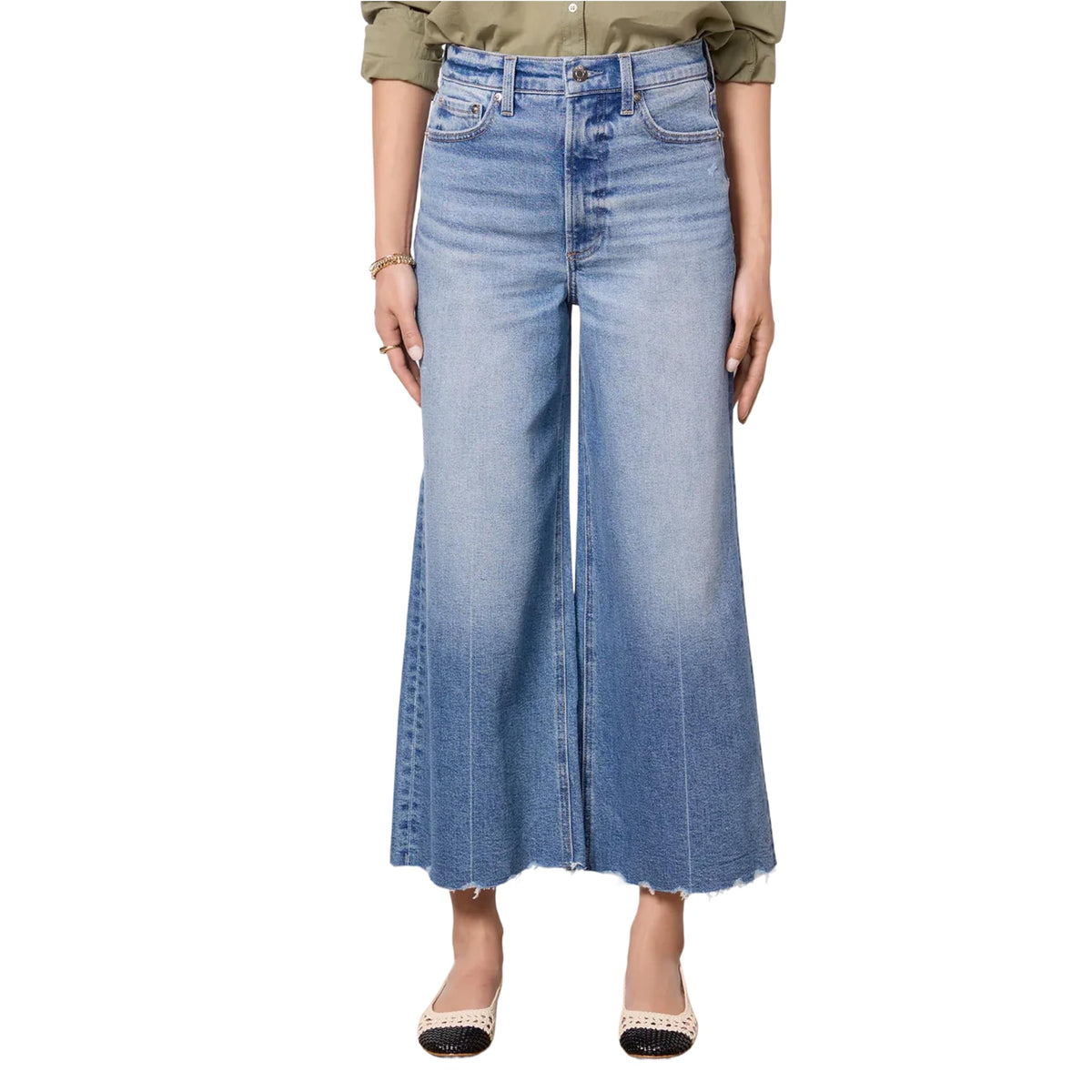 PISTOLA Lana Crop - Women’s High Rise Cropped Wide Leg Jeans, Raw Hem, Rhythm Vintage, 29