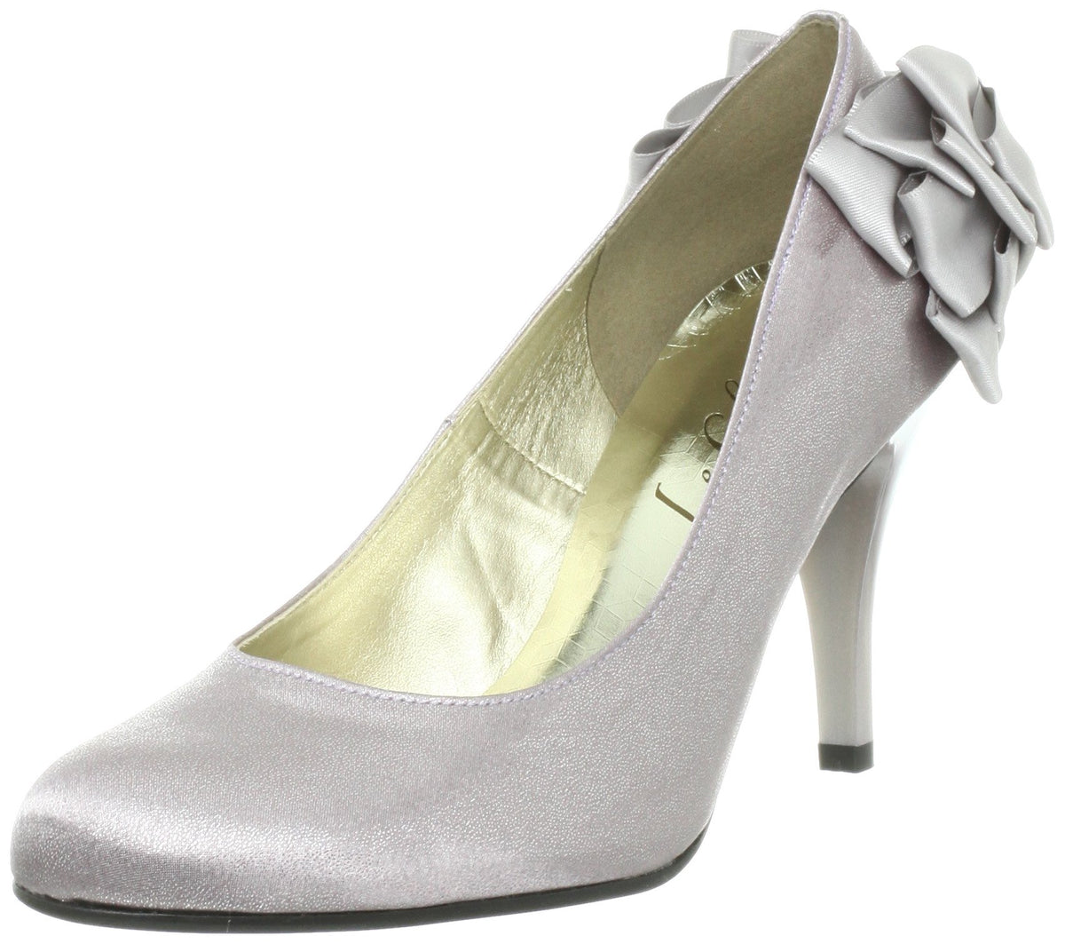 Lucione 774-8011 Back Ribbon Pumps, pupple Cloth, 23.5 cm