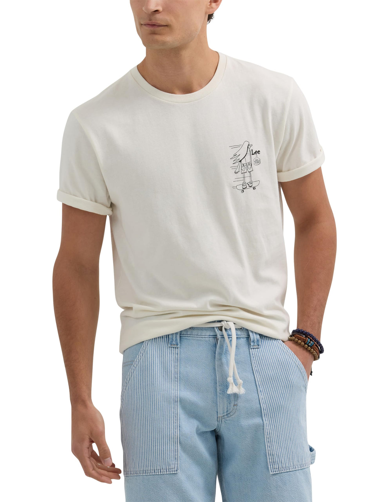 Lee Unisex-Adult x Hey Dude Regular Fit Graphic Tee Star White Small