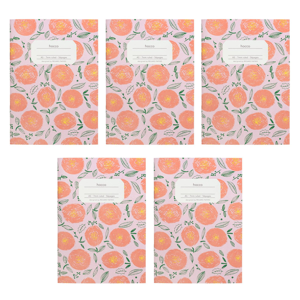 Apica Hocco X001A5MX5T Notebook, A5, Round Flowers, 5 Books