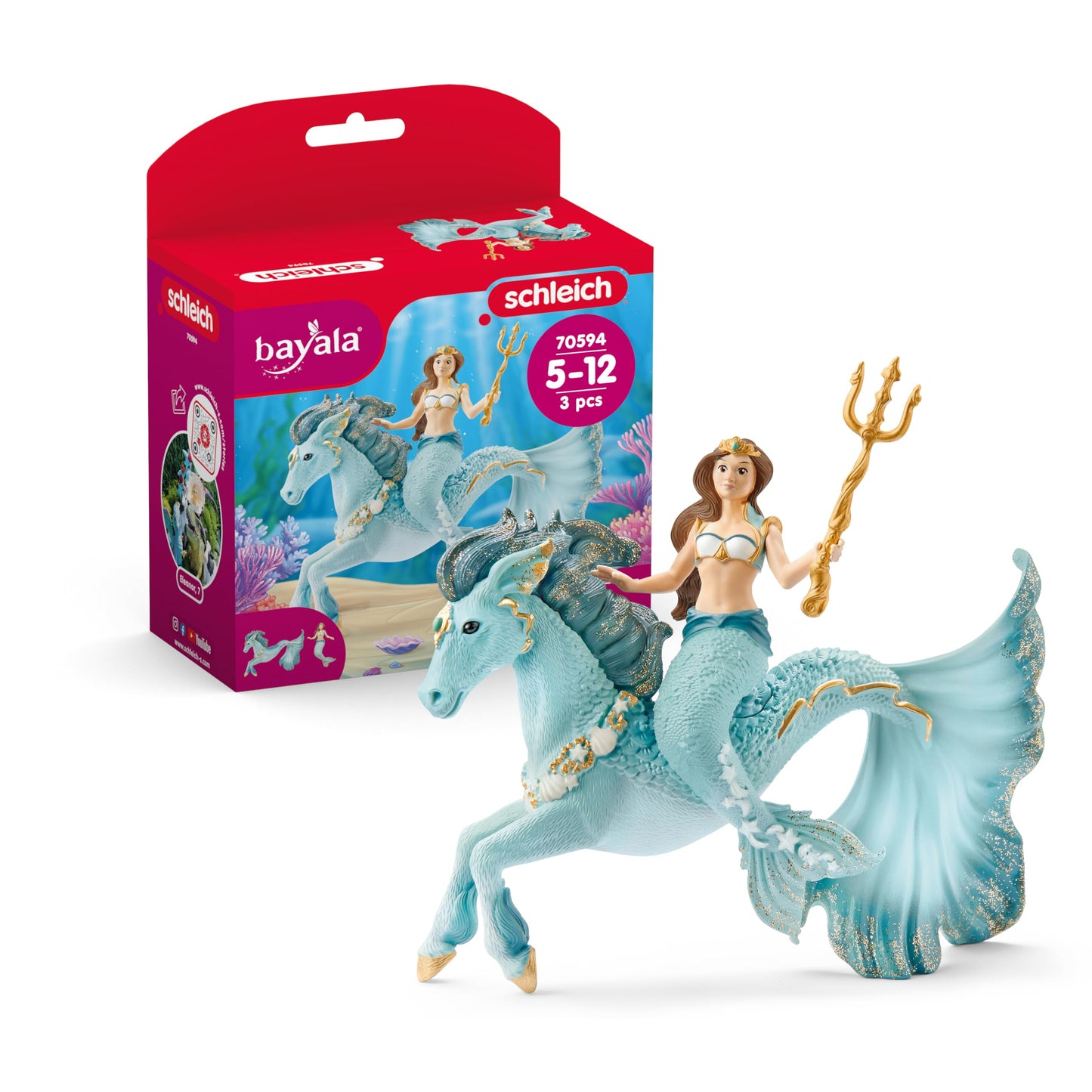 Schleich Bayala - 3Pc Mermaid Eyela On Underwater Horse - Kids 5+ | 70594