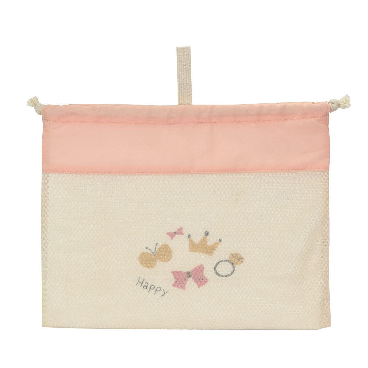 Kutsuwa ST509PK Ratta Drawstring Bag, Mesh, Large, Pink Beige,