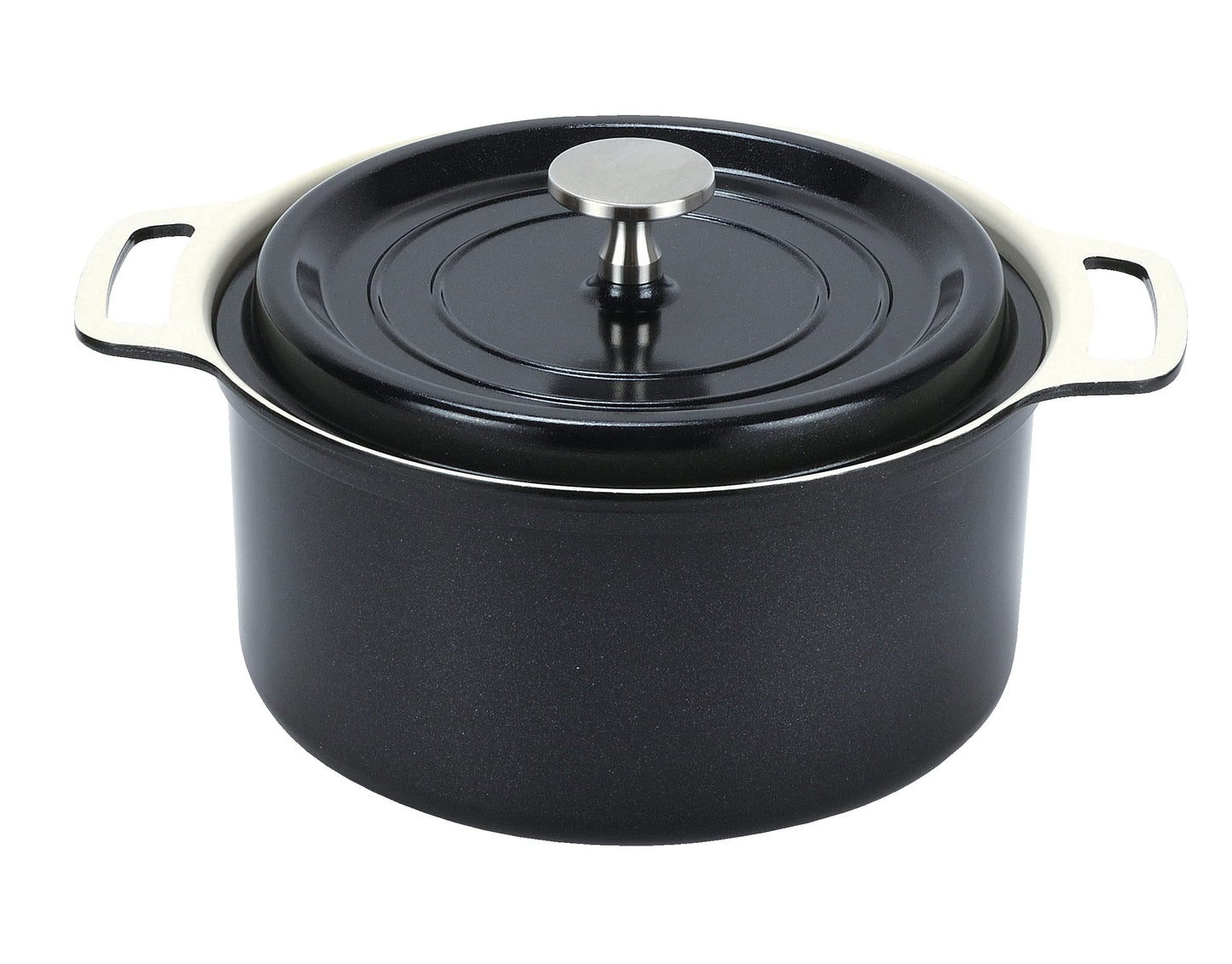 Pearl Metal HB-5724 Double Handed Pot, 7.1 inches (18 cm), Black, Ceramic Processing, Induction Compatible, For Anhydrous Cooking