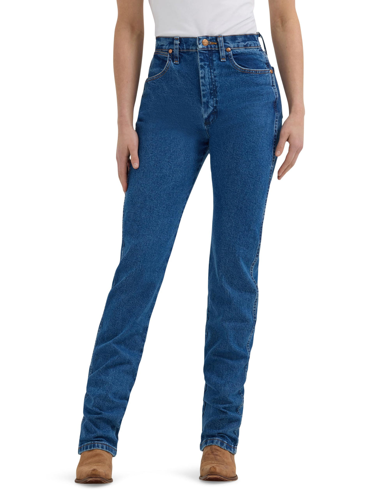 Wrangler Cowboy Cut High Rise Slim Fit Tapered Leg Jean Stonewash