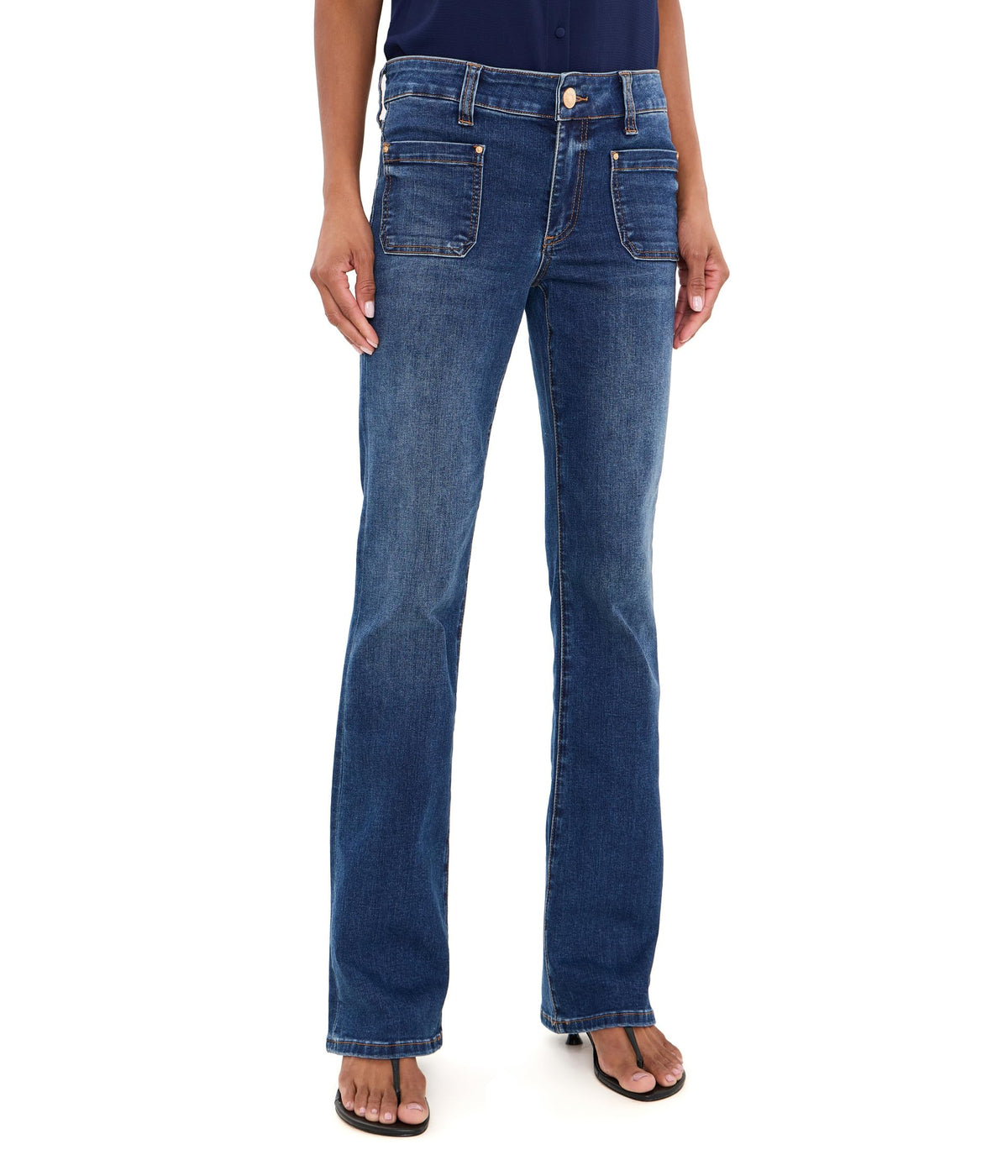 KUT from the Kloth, Women's, Natalie Mid-Rise Flare with Patch Pocket Clean Hem, Champ, 6, Inseam: 33.5