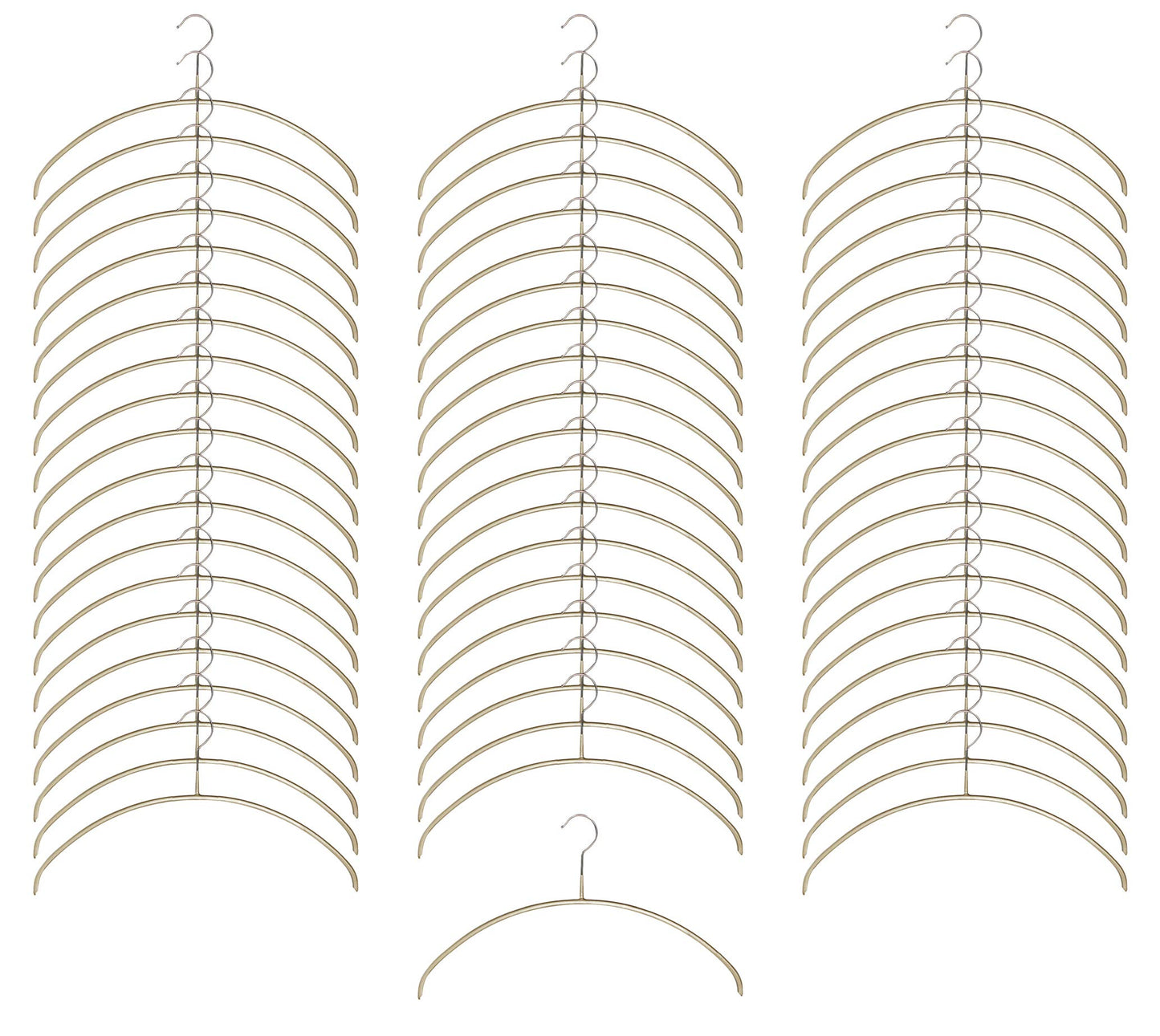 MAWA 119610 Non-Slip Hangers, Human Body Hangers, Set of 60, Gold, 15.7 x 8.7 x 0.4 inches (40 x 22 x 1 cm)