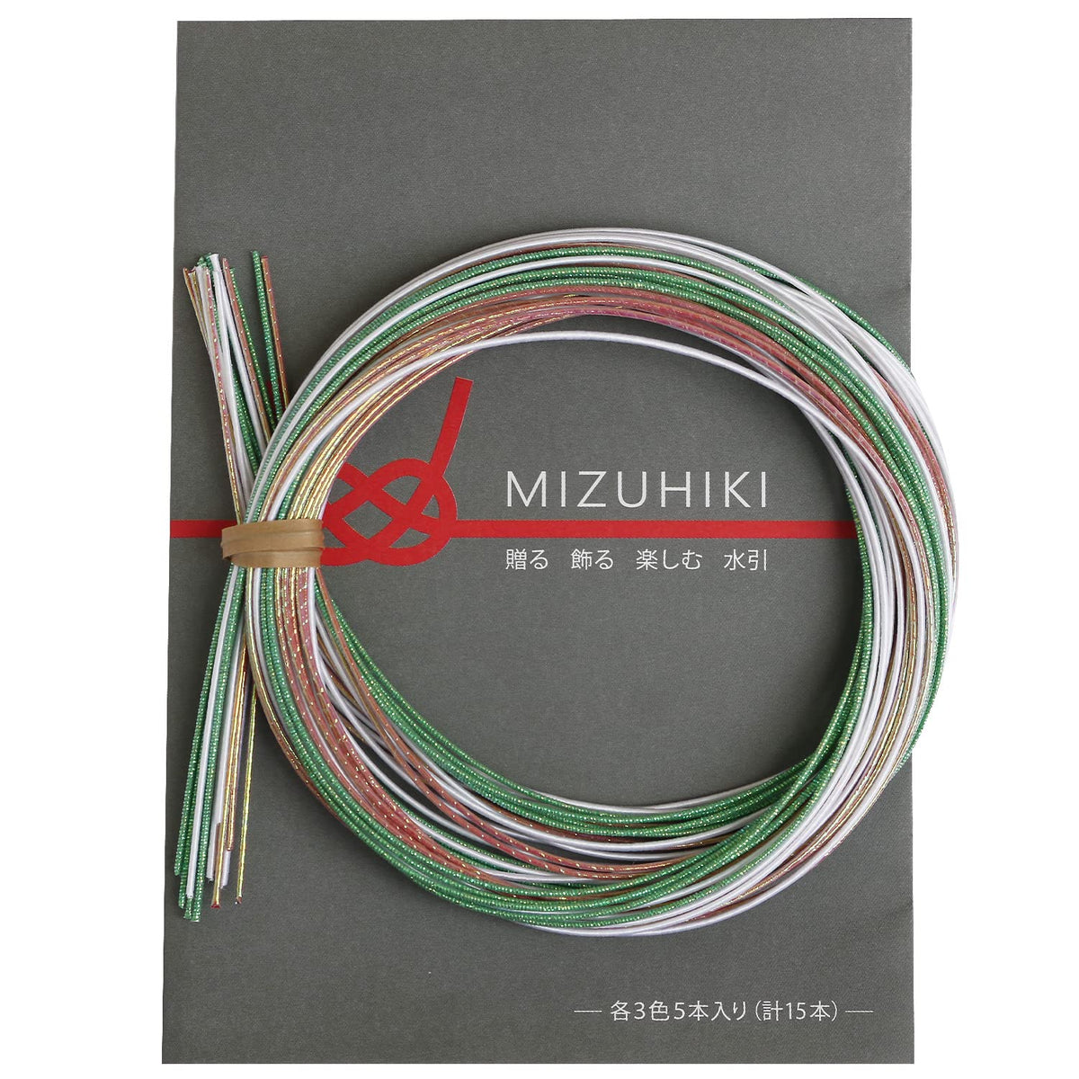 piece MIZUHIKI PHC-100-7 Mizuhiki Assorted Set with Leaflets, 5 Pieces of 3 Colors, Strawberry, 35.4 inches (90 cm)