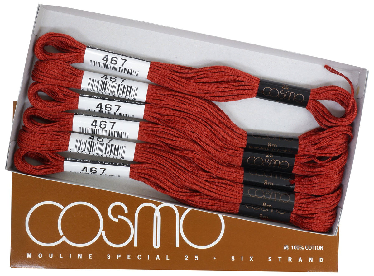 Cosmo No. 25 Embroidery Thread, 26.2 ft (8 m) Bundles, 1 Box Containing 6 Bundles