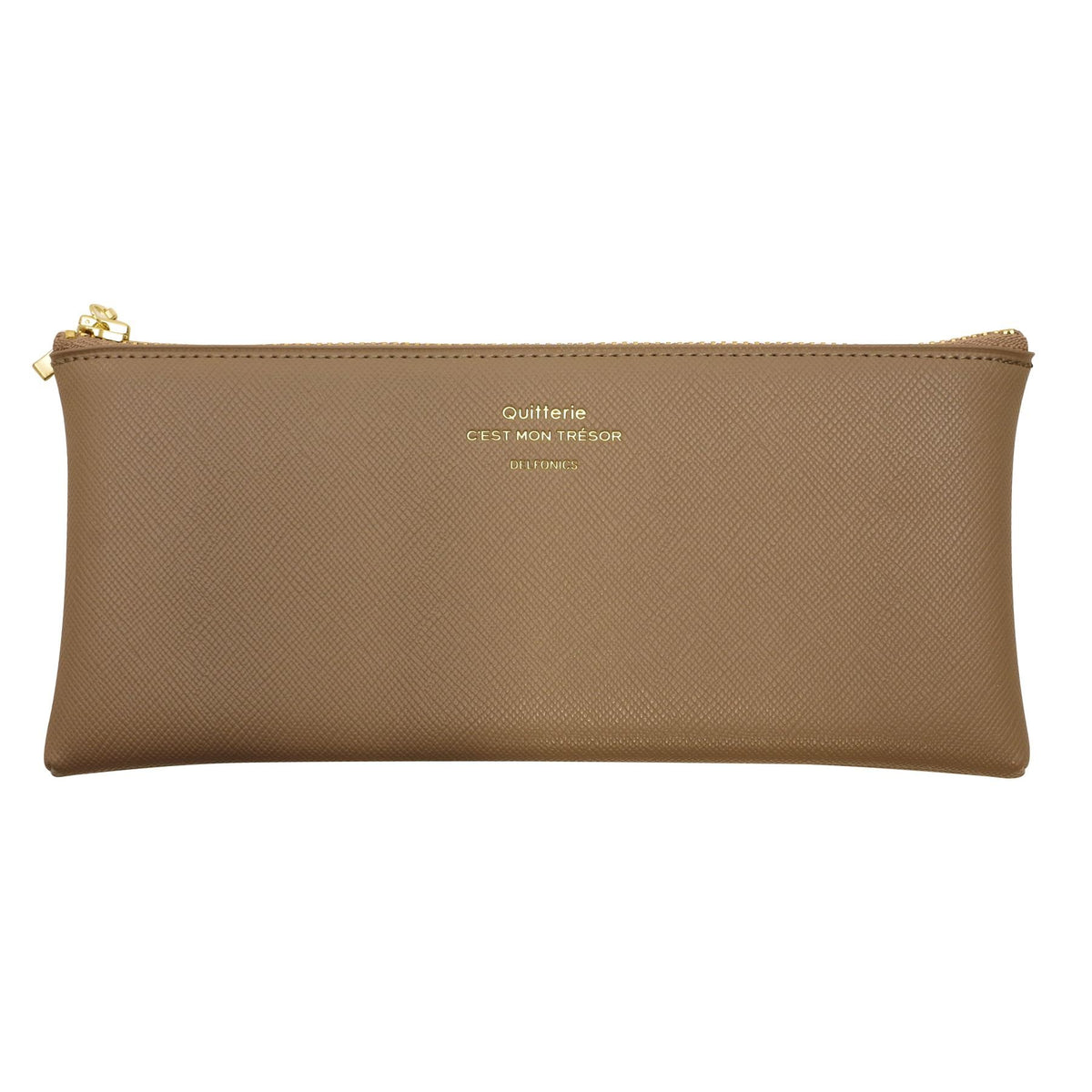 [DELFONICS] 500343 Quitterie Flat Pencil Case Greige Pencil Holder Pen Case Pouch
