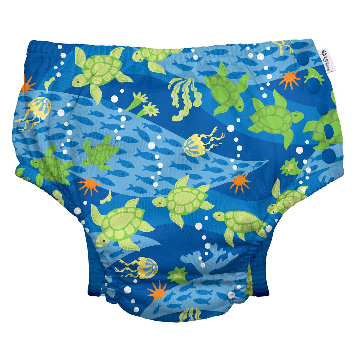 Green Sprouts Boys' Snap Swim Diaper, Royal Blue Turtle Journey, 5T