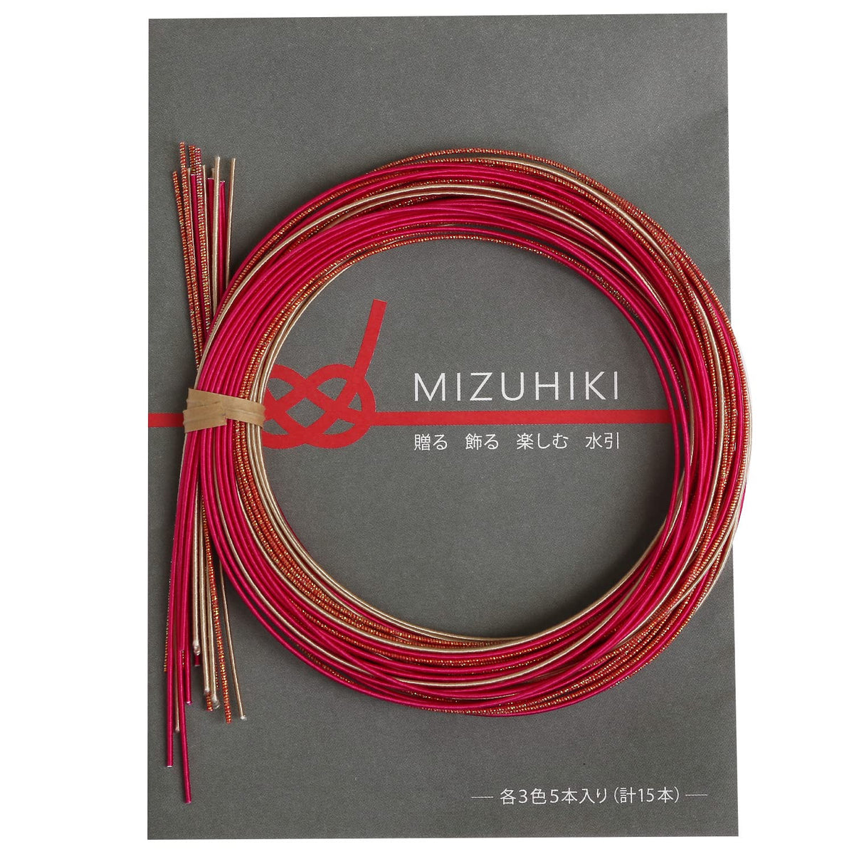 piece MIZUHIKI PHC-100-6 Mizuhiki Assorted Set with Leaflet, 5 Each of 3 Colors, Nadeshiko