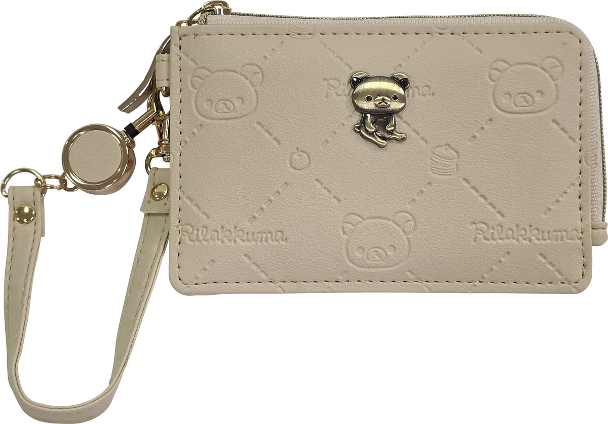 Sun Art Rilakkuma Lattice Embossed Series Coin Pass Case Beige RK-707