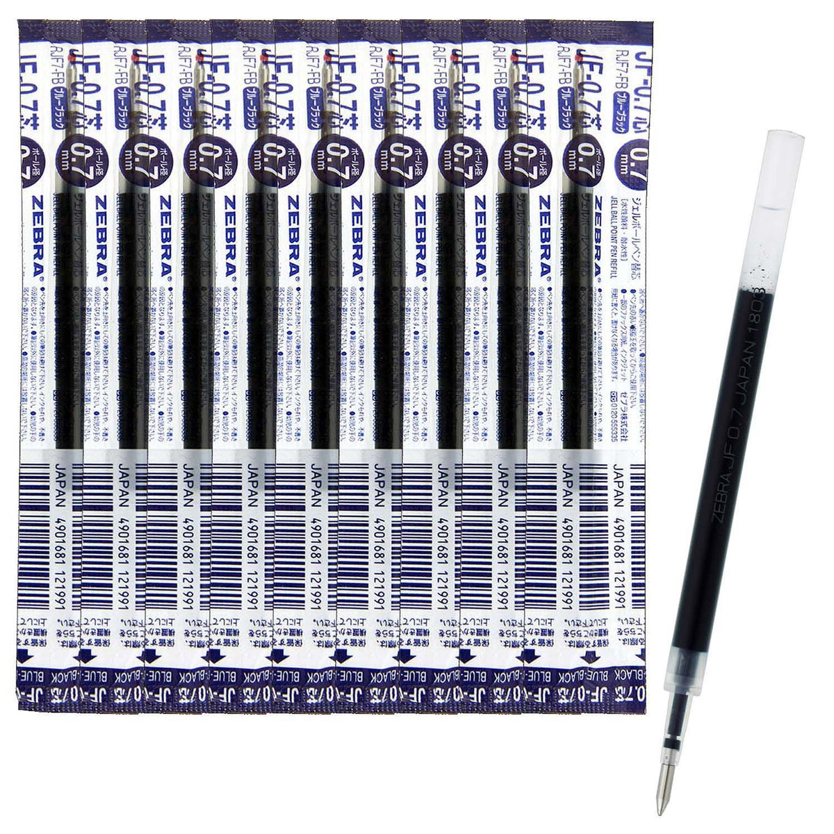 Zebra B-RJF7-FB Gel Ballpoint Pen Refill, Sarasa JF-0.7 Lead, Blue Black, 10 Count