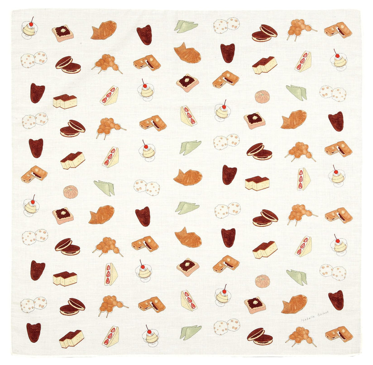 Hitoto Yamamoto Shoten Isabel Boino, 12 Pictures, Favorite Japanese Series, Handkerchief, Sweets, 1943, Made in Japan, Japanese Pattern, Inbound Souvenir
