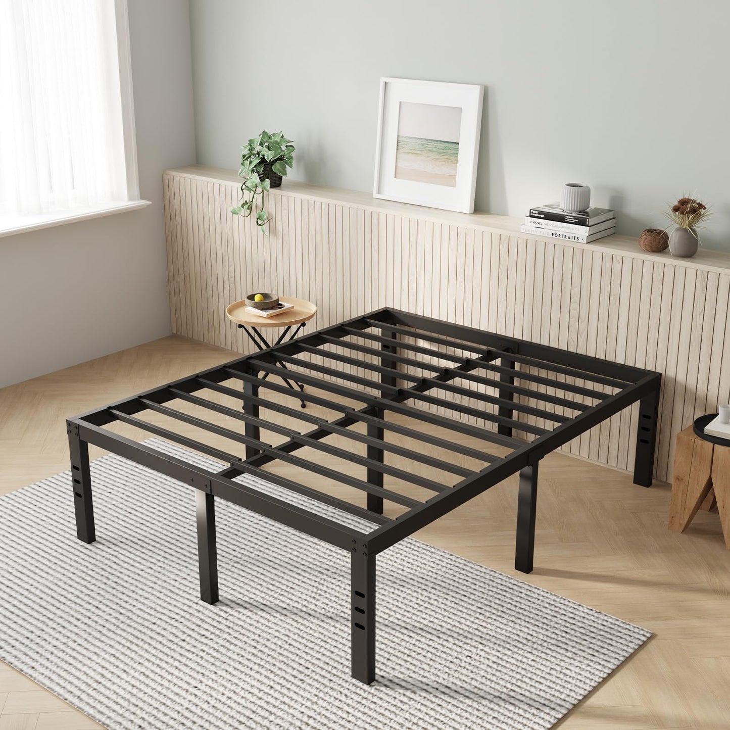 Novilla Bed Frame Full Size, 16 Inch Simplicity Metal Platform Full Size Bed Frame with Underbed Storage, No Box Spring Needed, Heavy Duty Steel Slat Support, for Bedroom, Guest Room, Noiseless