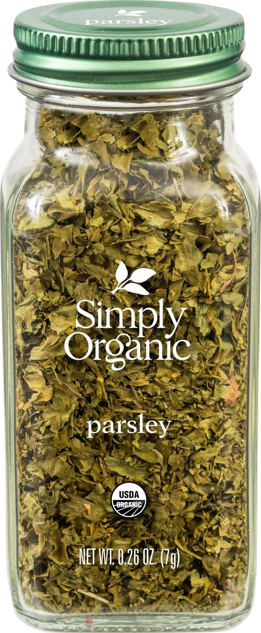 Simply Organic Parsley Flakes, 0.26-Ounce Jar, Fresh, Green-Leafy Taste, Vibrant Color Italian Parsley, Kosher, Organic