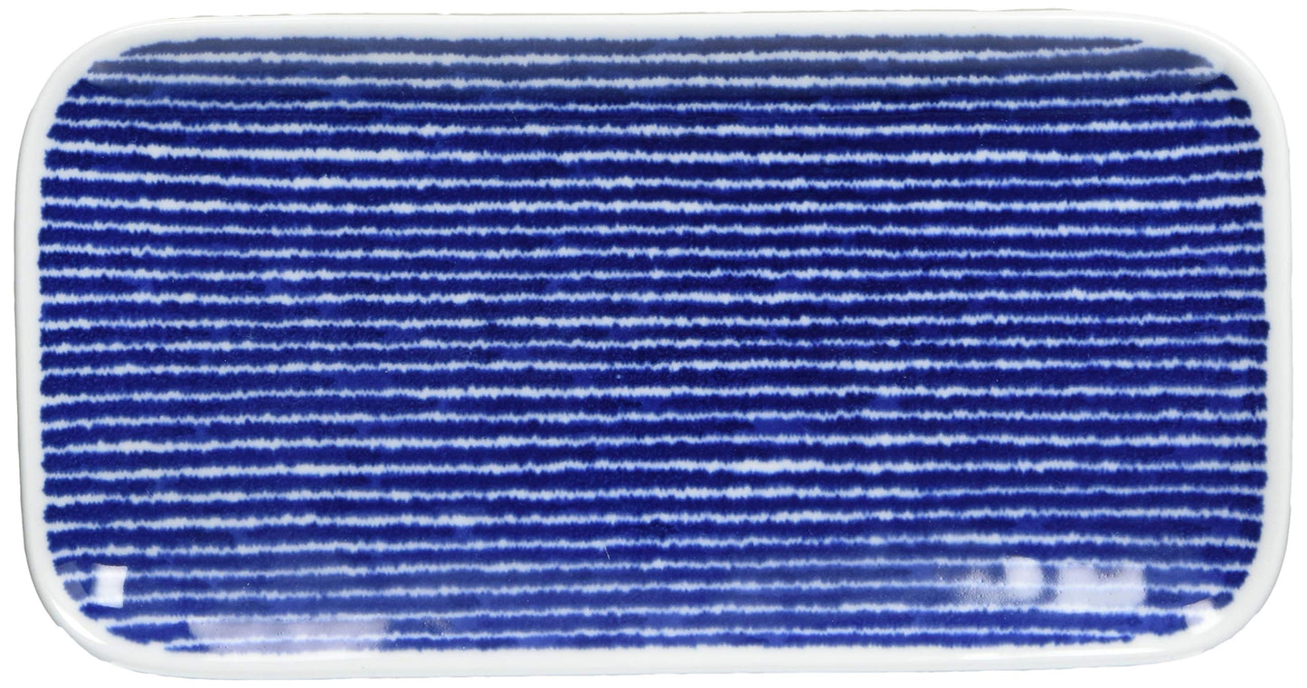西海陶器(Saikaitoki) hasami ware indigo aidama long square plate indigo dyed komasu 32570