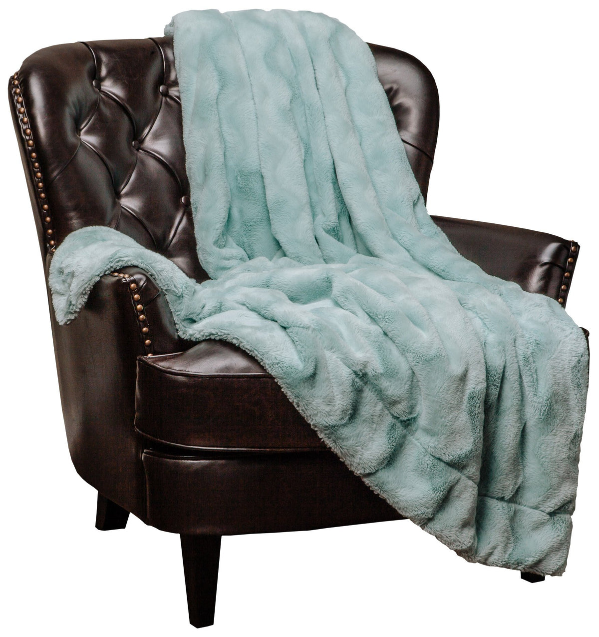Chanasya Premium Soft Wave Faux Fur Throw Blanket - Soft, Lightweight Reversible Sherpa & Minky Blanket - 50" x 65” - Turquoise