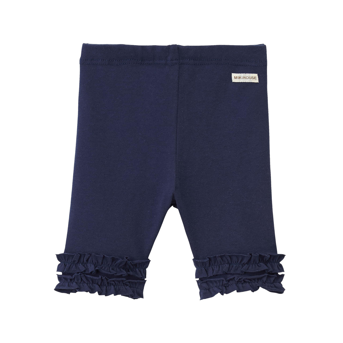 Miki House 12-3113-496 Half Pants, 6/4 Length, Plain, Leggings, Trousers, Ruffles, Girls, Babies, Kids, Children's Clothing, Navy, 130 cm