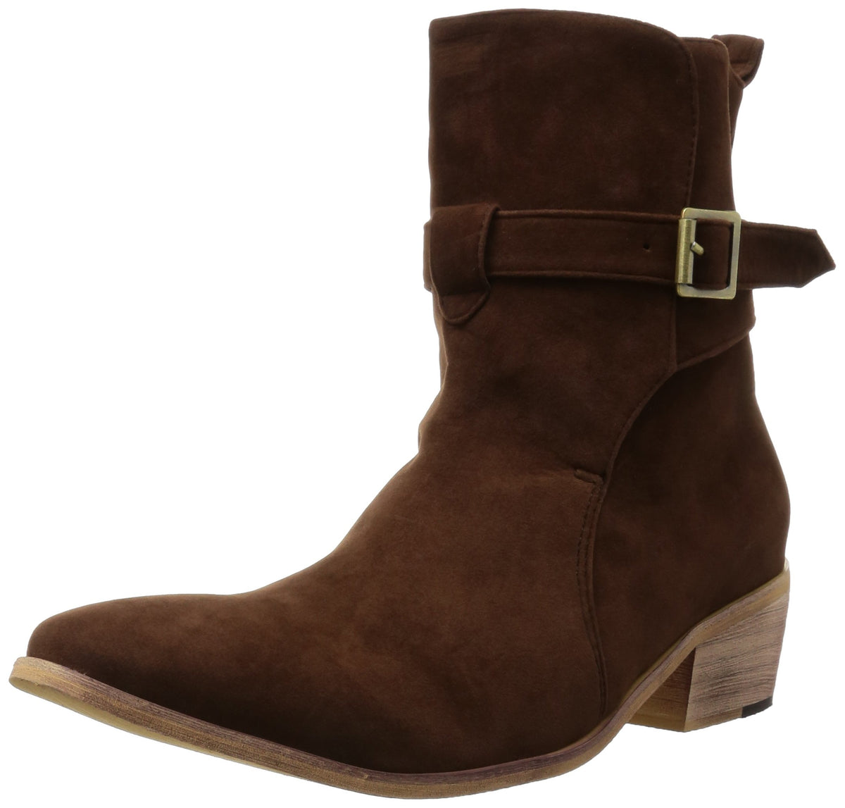 ENDEVICE Mens Pull On Suede Feel Buckle Jodphur Boots Camel 41 EU (US Men's 8.5 M)