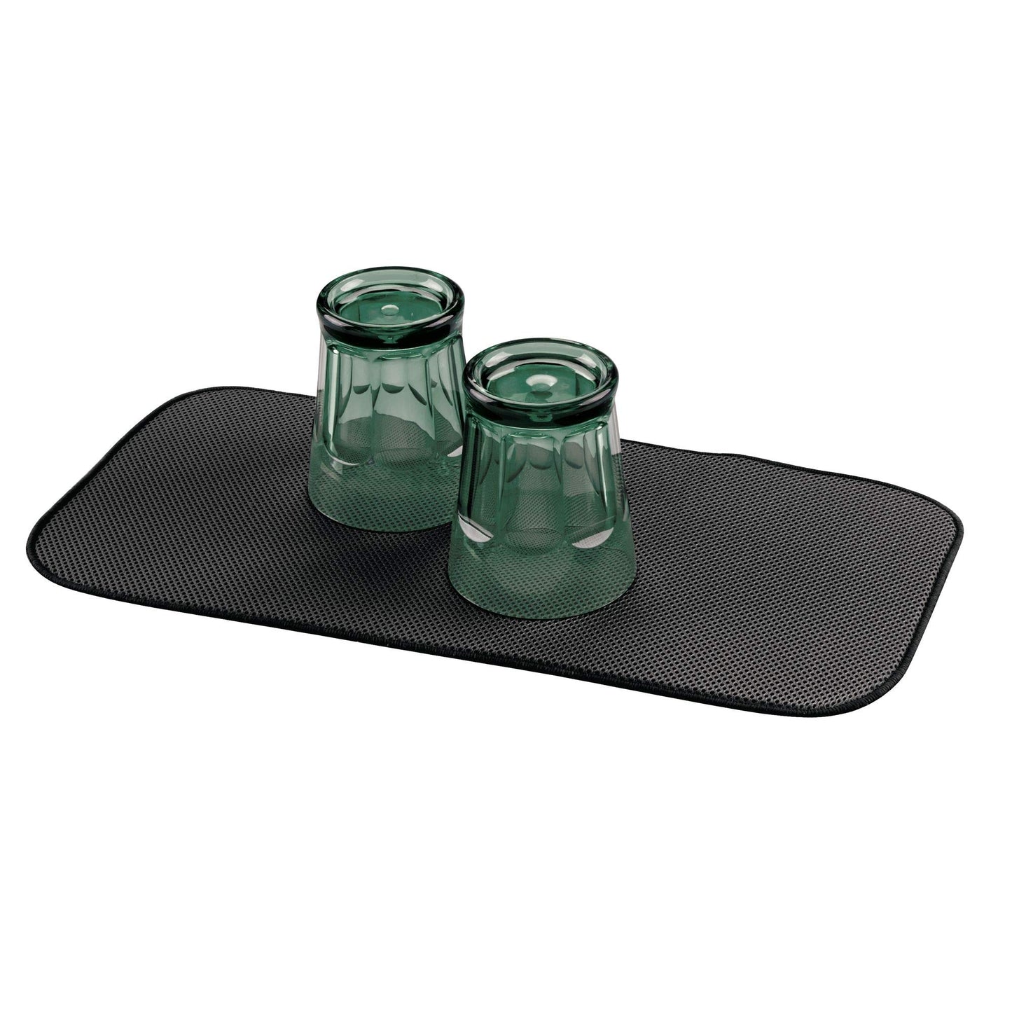 iDesign Fabric Mini Kitchen Countertop Dish Drying Mat, Black