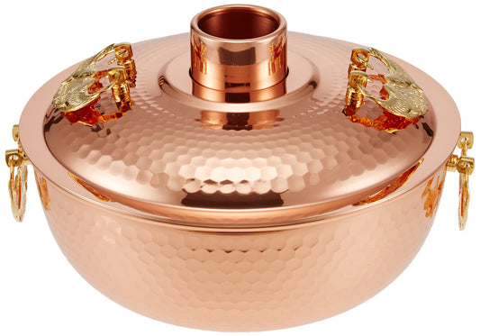 Shinko Metal Pure Copper Hammered Shabu-Shabu Pot, 10.2 inches (26 cm)