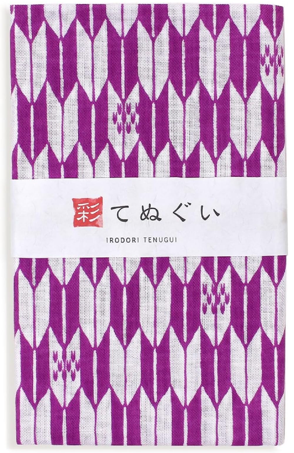 KOMESICHI irodori Japanese Traditional Towel Tenugui Arrow Feathers Large 12.99 x 34.64 in with Tenugui Iroha (English Manual)