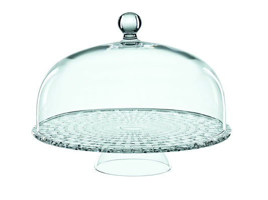 Nachtmann Bossa Nova Cake Stand with Dome - 12.5" Round Serving Platter with Glass Dome, Dishwasher Safe Footed Dessert Stand for Cakes & Pastries - Crystal Glass Cake & Pastry Stands