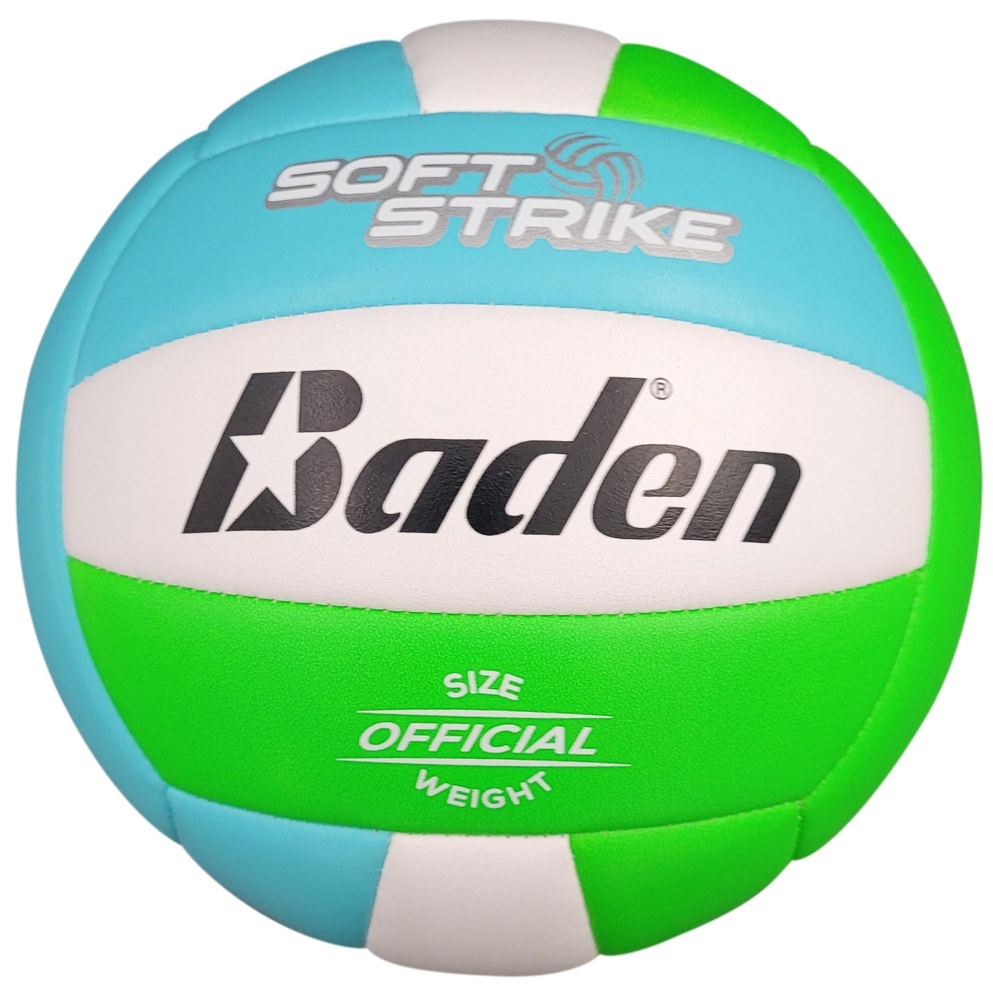 Baden | Soft Strike | Cushioned Synthetic Leather Recreational Volleyball | Indoor/Outdoor for Beginners | Official Size | Blue/Green/White