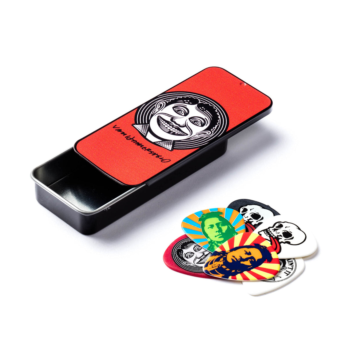 Jim Dunlop John Van Hamersveld Johnny Face Pick Tin, Assorted, Medium - 6 Picks/Tin