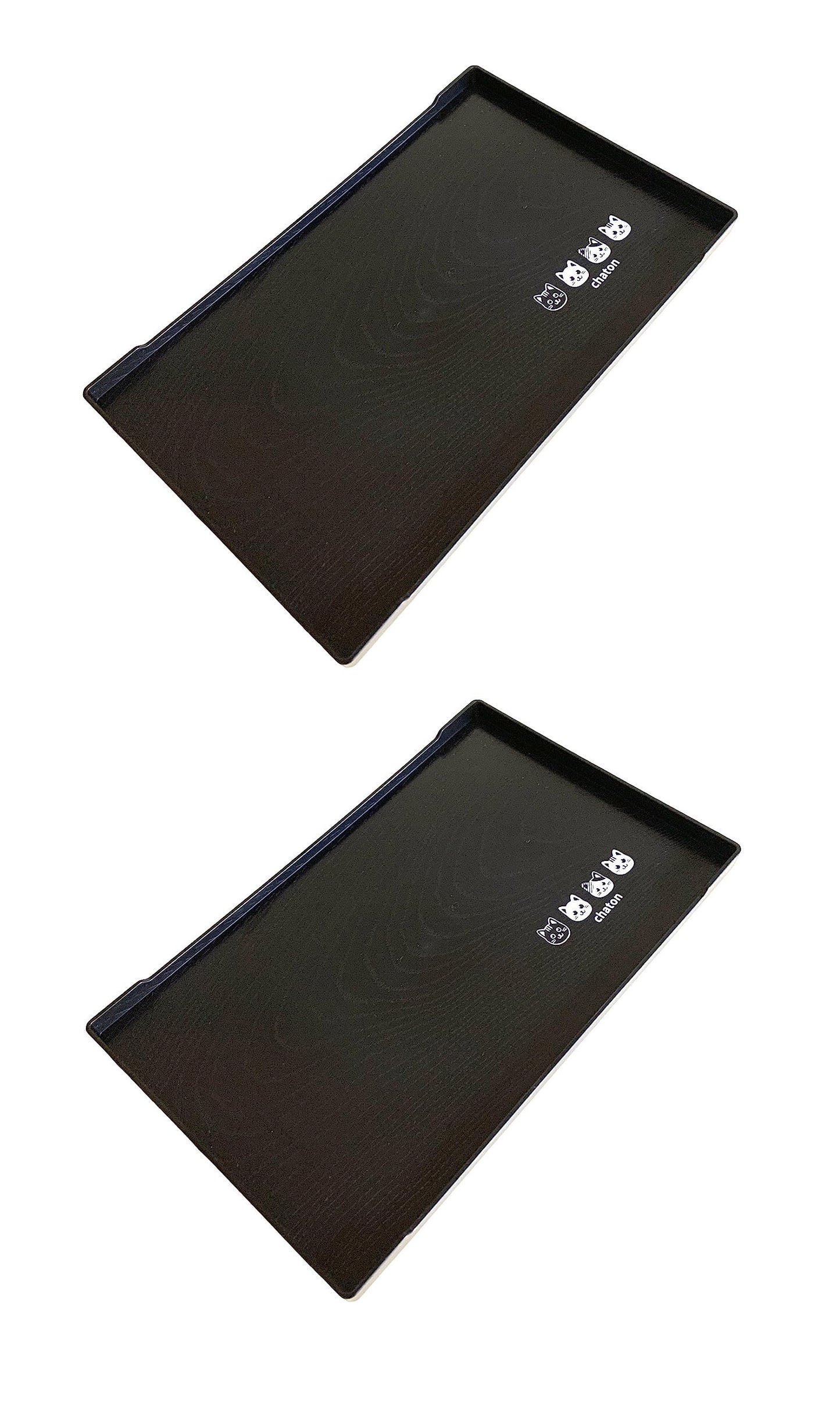 JapanBargain, Serving Trays Japanese Plastic Lacqured Tea Trays Sake Tray Sushi Plates Snack Plates, Made in Japan, Set of 2