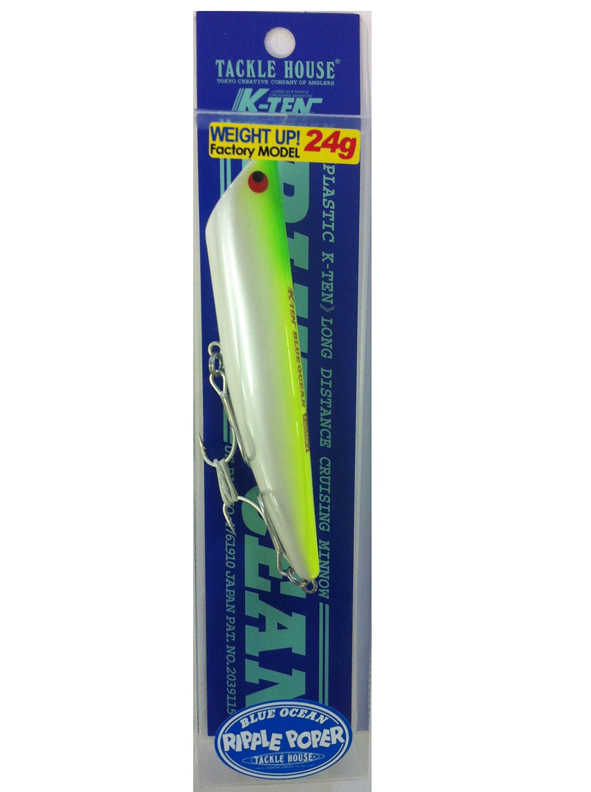 TackleHouse Popper K-Ten Blue Ocean Ripple Popper Factory Tuned Model 4.5 inches (115 mm) 0.9 oz (24 g) Chart Back #105 BKRP115 Lure