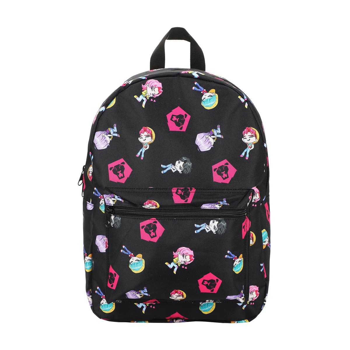 Bioworld KPop Demon Hunters Chibi Saja All-Over Print 16.5" Adult Black Quick Turn Backpack