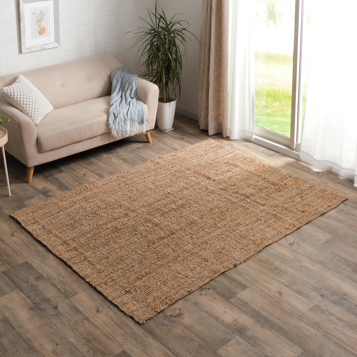 Ikehiko #1072740017019 Natural Jute Rug, Approx. 23.6 x 35.4 inches (60 x 90 cm), Nordic Natural Rug Mat, Breathable, Durable, Resort Entrance Mat, Stylish