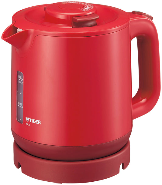 TIGER Steam-Less Electric Kettle (0.8L)"WAKUKO" PCJ-A081-R (Red)【Japan Domestic genuine products】