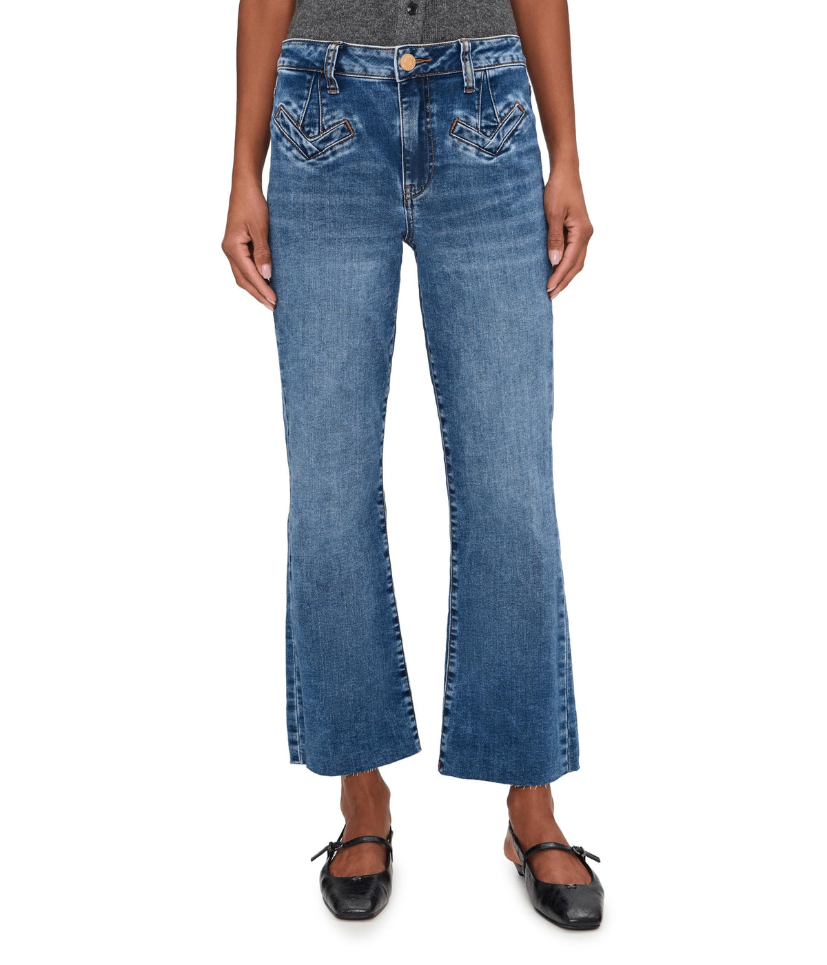 KUT from the Kloth Womens Kelsey High-Rise Ankle Flare Fake Welt Frt Pockets in Excitement 10 Inseam: 27