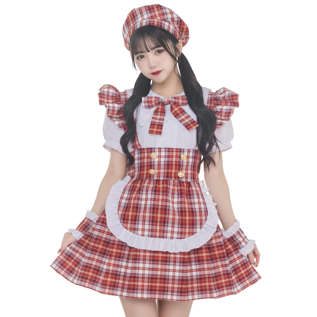 クリアストーン(Clearstone) Clear Stone Lyrical Palette, Cosplay, Halloween, Idol Checkmaid, Women's, Red