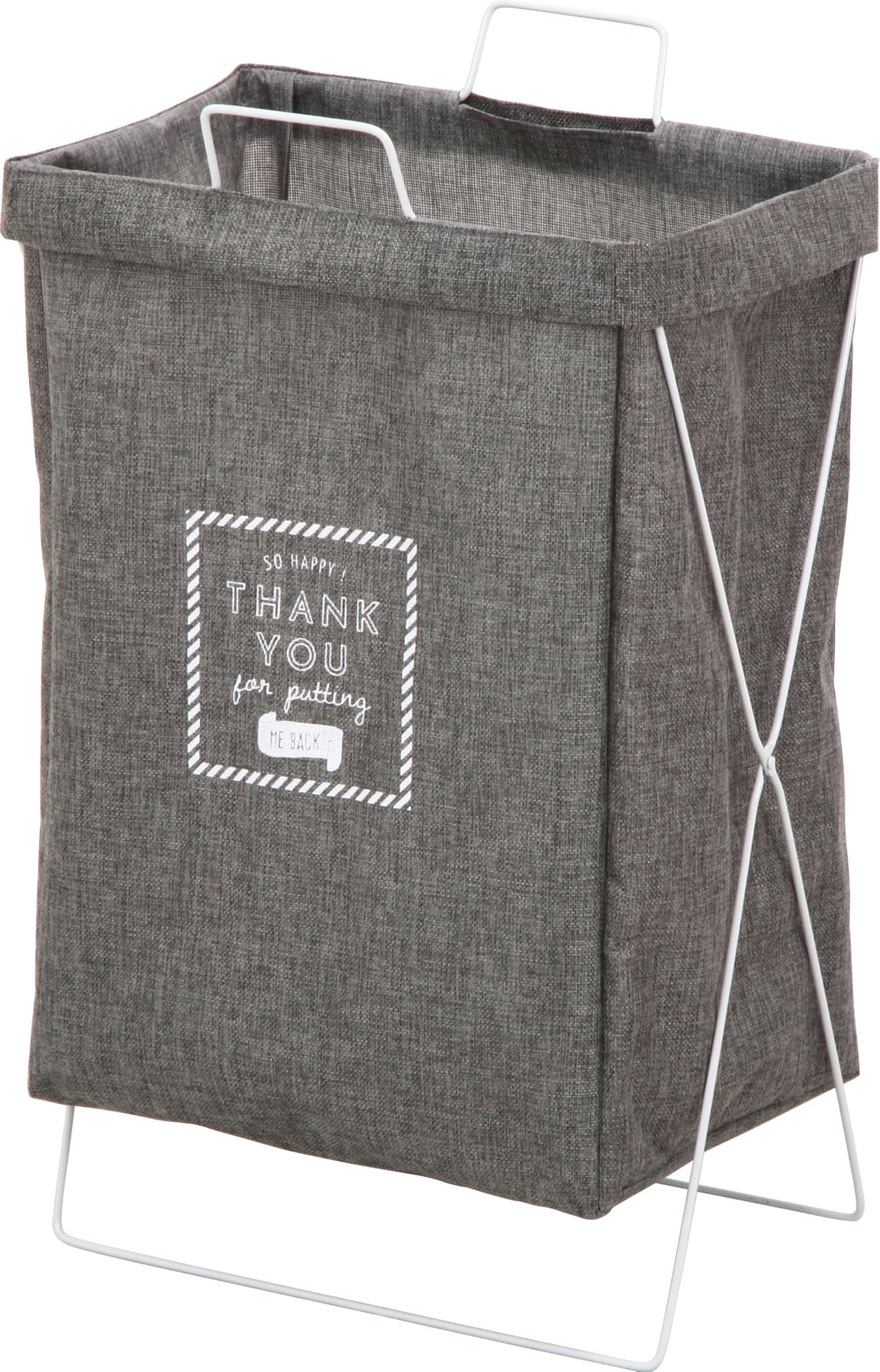 Fuji Boeki 32813 Laundry Basket, Width 14.6 inches (37 cm), Gray, Foldable, Water Repellent Interior