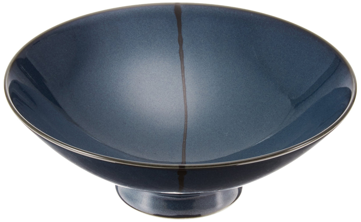 Hakusan Pottery G-21 Flat Chawan, Navy Blue, Approx. φ5.9 x 2.1 inches (15 x 5.3 cm), Masahiro Mori Design, Hasami Ware Made in Japan
