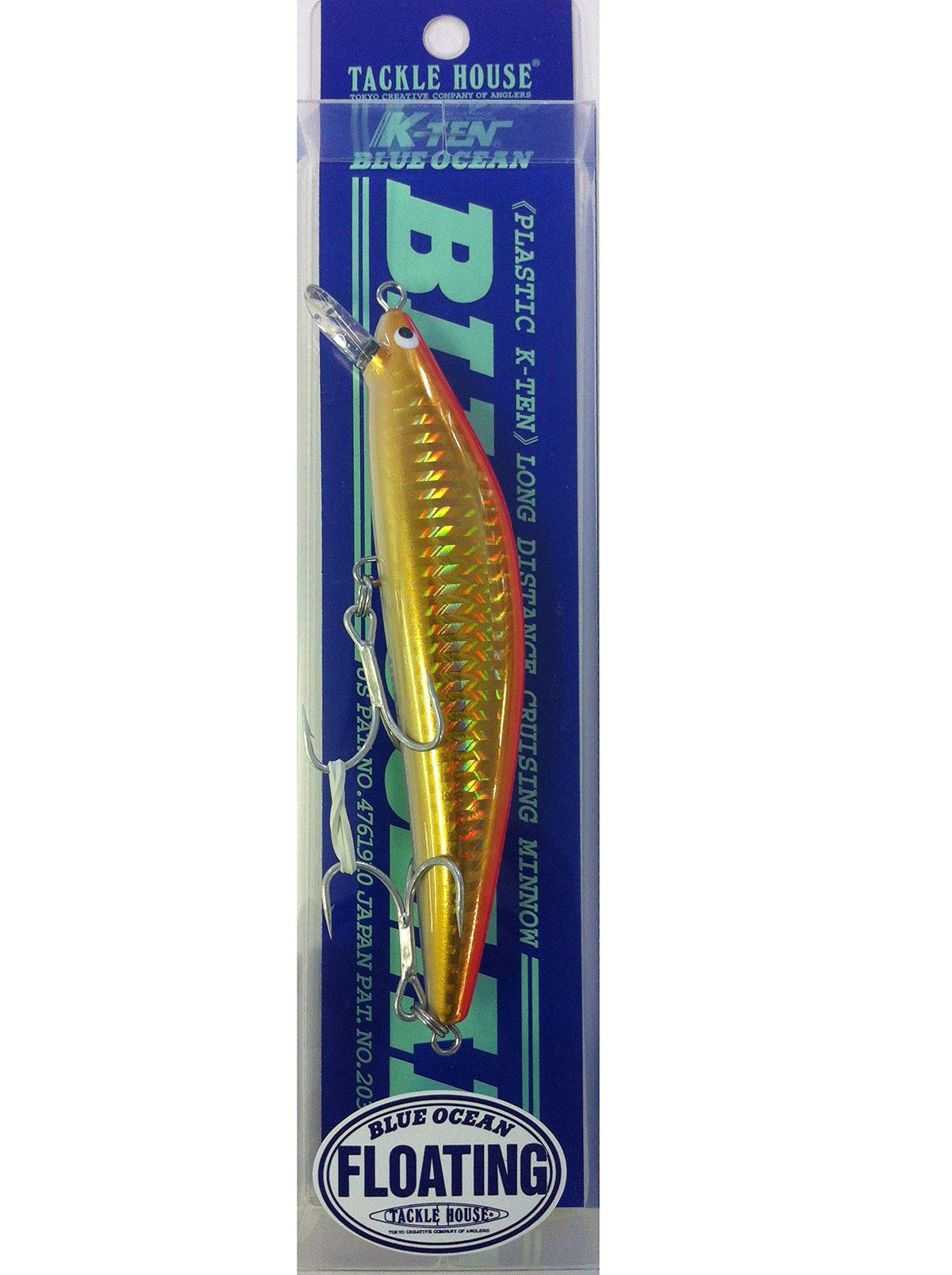 TackleHouse Minnow K-Ten Blue Ocean BKF 4.5 inches (115 mm), 0.6 oz (18 g), Gold Red #110 BKF115 Lure