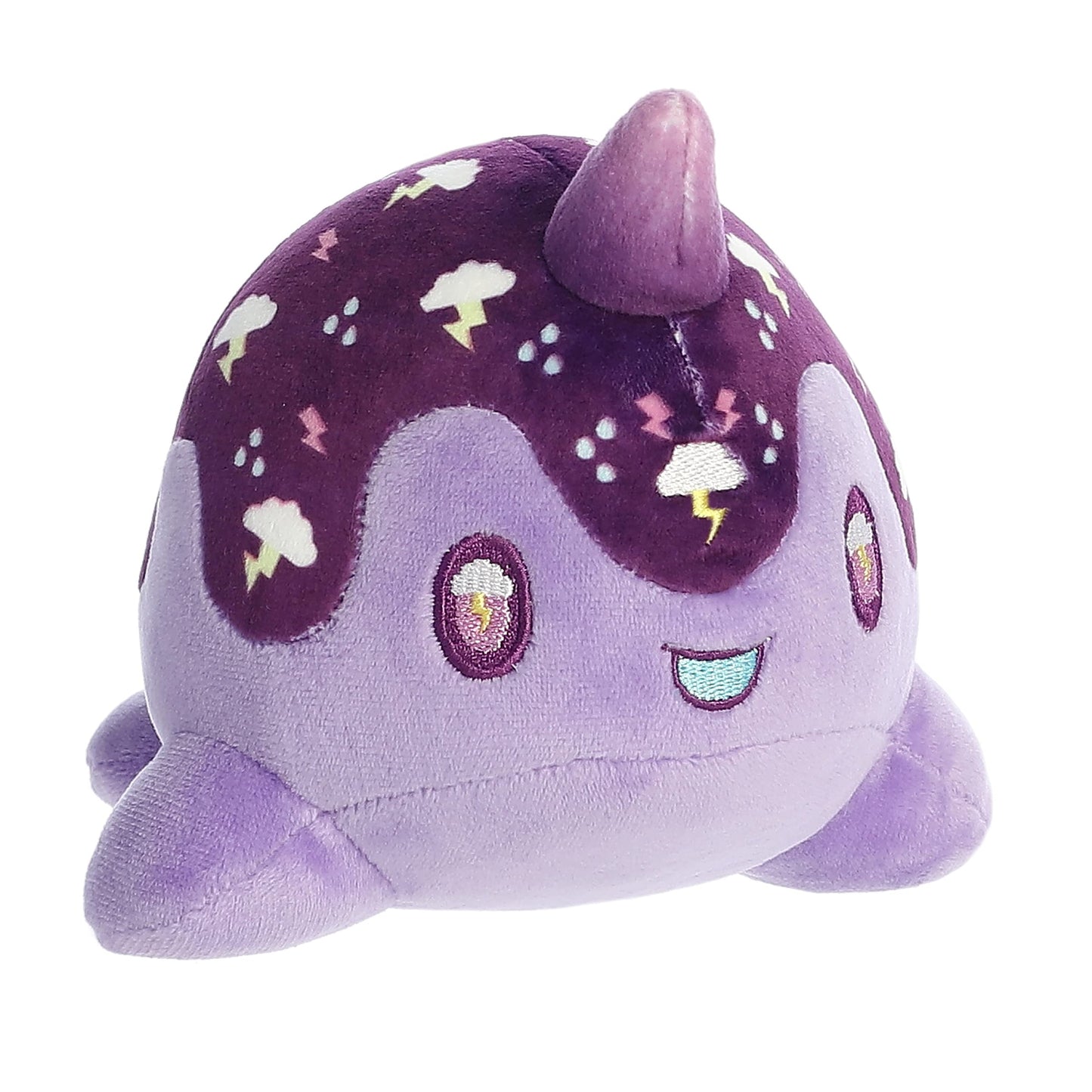 Aurora Enchanting Tasty Peach Thunderstorm Nomwhal Stuffed Animal - Bright & Colorful Design - Showpiece Plush - Purple 7 Inches