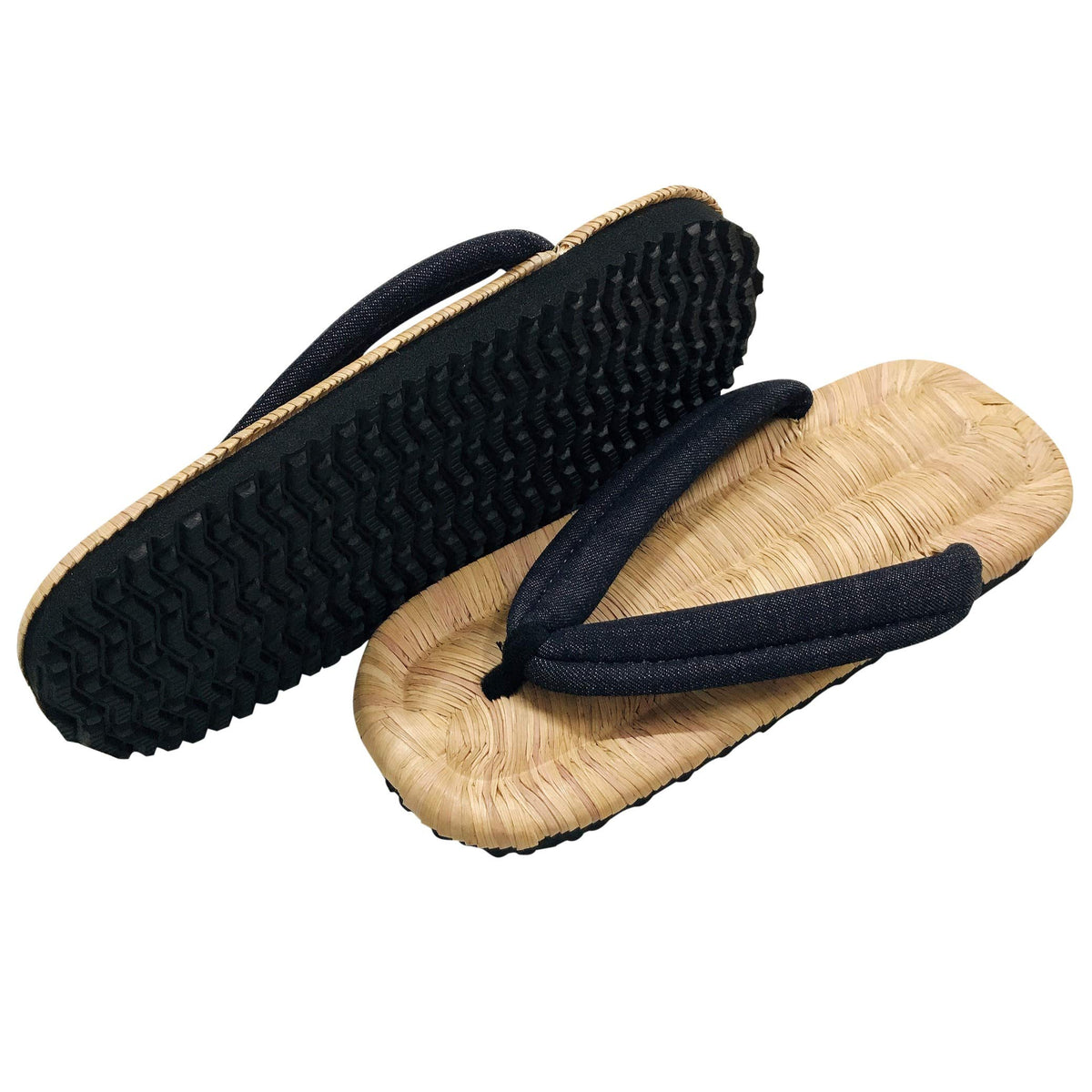 Edoten] Japanese Sandals setta Zori Radial Brown Bamboo Made in Japan Denim LL